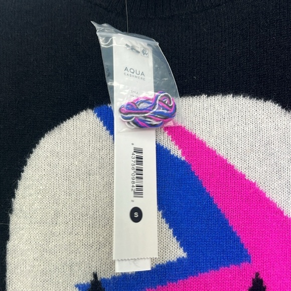 Aqua Cashmere - NWT Aqua Skull Lightning 100 Percent Cashmere Sweater Size Small - Picture 8 of 10